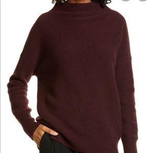 Vince boiled cashmere funnel neck sweater. Maroon